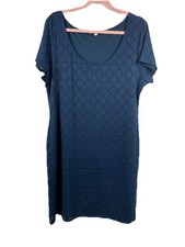 Isaac Mizrahi Navy Eyelet Lace Dress XXL Plus Size Quiet Luxury Coastal Lined