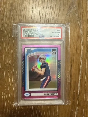 PSA 10 2024 Panini Donruss - Rated Rookie Drake Maye #379 Optic Preview Pink