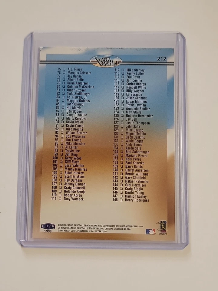 Alex Rodriguez 1999 Fleer Ultra Checklist Baseball Card #212 (NM) - Image 2 of 2