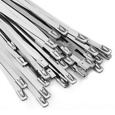 Heavy 100x Duty 304 Stainless Steel Metal Cable Zip Ties Self-locking Cable Ties