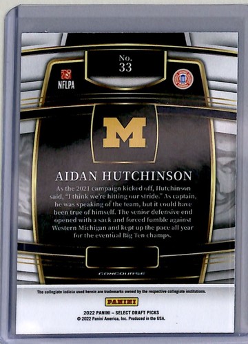 2022 Concourse Aidan Hutchinson RC Michigan Wolverines #33 - Picture 2 of 2
