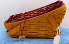 Longaberger 2002 Large Gathering Basket w/ Heart Charm, Liner & Protector