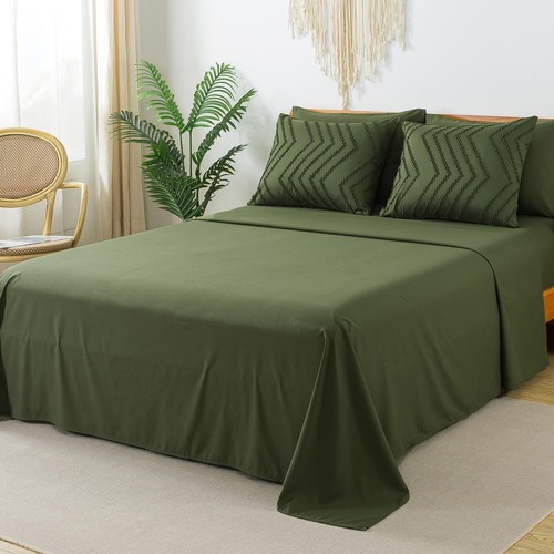 Comforters Queen Size Set with Sheets Dark Olive Green - 7 Pieces Bed in a Ba... - Picture 4 of 7