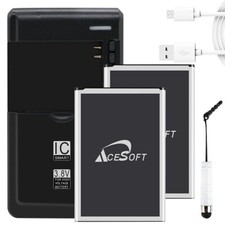 Large Power 2x 2970mAh Battery Charger Cable Stylus for LG Premier LTE L61AL USA