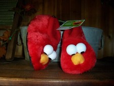 SESAME STREET BOYS TODDLER SLIPPERS SHOES SIZE 9-10 RED INDOOR ELMO FABRIC BOTTO