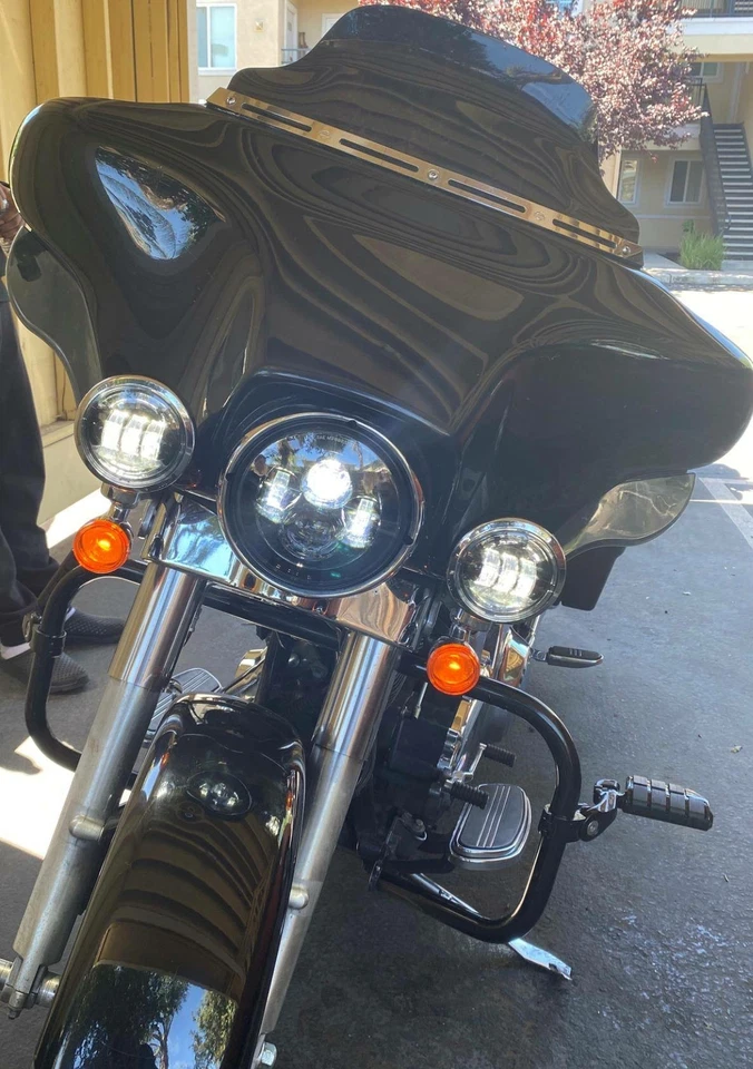 Faro LED clásico de 7" para Yamaha V-Star XVS 650 950 1100 + luces de paso de 4,5" Foto 2 de 4