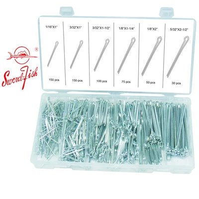 Swordfish 31080 - 555pc Zinc Plated Galvanized Steel Cotter Pin Assortment