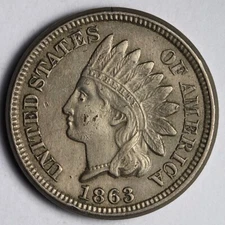 1863 Indian Head Cent Penny AU E115 XNA