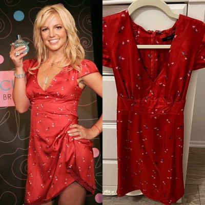 Britney Spears Hilary Duff Y2K Marc Jacobs Red Silk Dress With 