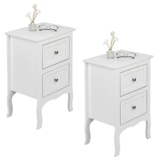 Set Of 2 Nightstand Bedside End Table Bedroom Accent Stand Storage 2 Drawers