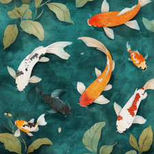 Wandtattoo Aufkleber Koi Fisch Illustration Wandaufkleber 18X18 cm Groß