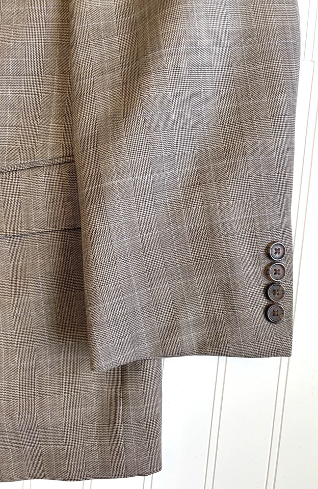 mens brown plaid American Living 2pc Pant Suit all season wool two button 44 R - Image 3 of 4