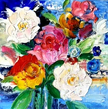 ORIGINAL Oil Painting Floral ORIGINAL Art Flower Vase Painting Impasto Textured