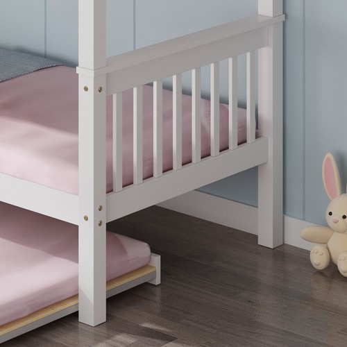 OLIVER WHITE WOODEN BUNK BED WITH TRUNDLE SINGLE - Picture 7 of 55