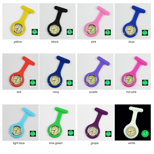 Nurse Watch FOB Silicone Pocket Watch for Pouch Bag Wallet Luminous Colour Face - Picture 23 of 30