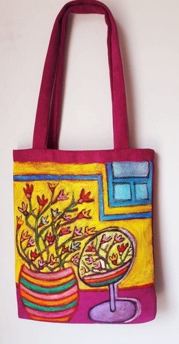 Art Tote Bag “Bouquet Looking in the Mirror” – Hand-Painted by Tanya Turanova - Afbeelding 5 van 8