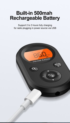 Portable AM/FM Pocket Radio Mini Walkman Digital LCD Screen with 3.5mm Earphone - Picture 7 of 12