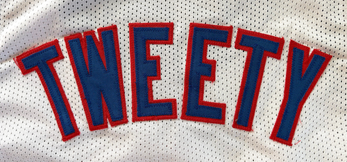 Space Jam Tune Squad genähtes Logo Tweety #1/3 weiß Basketball Trikot - Bild 6 von 6