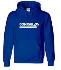 Conrail Logo Hoodie Railway Railroad Train Rail Blue Retro Hooded Sweatshirt
