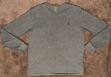 Polo Ralph Lauren Custom Fit Long Sleeve Shirt Large Heather Gray Green Pony