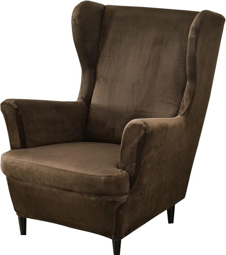 Stretch Wingback Chair Covers Soft Velvet Wing Back Armchair Cover Protector - Picture 47 of 55