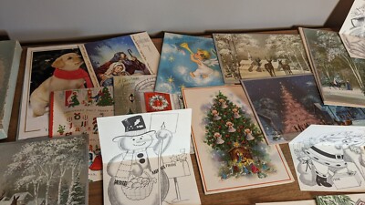 VTG LOT Miscellaneous Christmas Cards And Memorabilia Easter Seals Stickers More