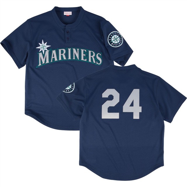 MITCHELL & NESS SEATTLE MARINERS MESH AUTHENTIC BP JERSEY 24 KEN