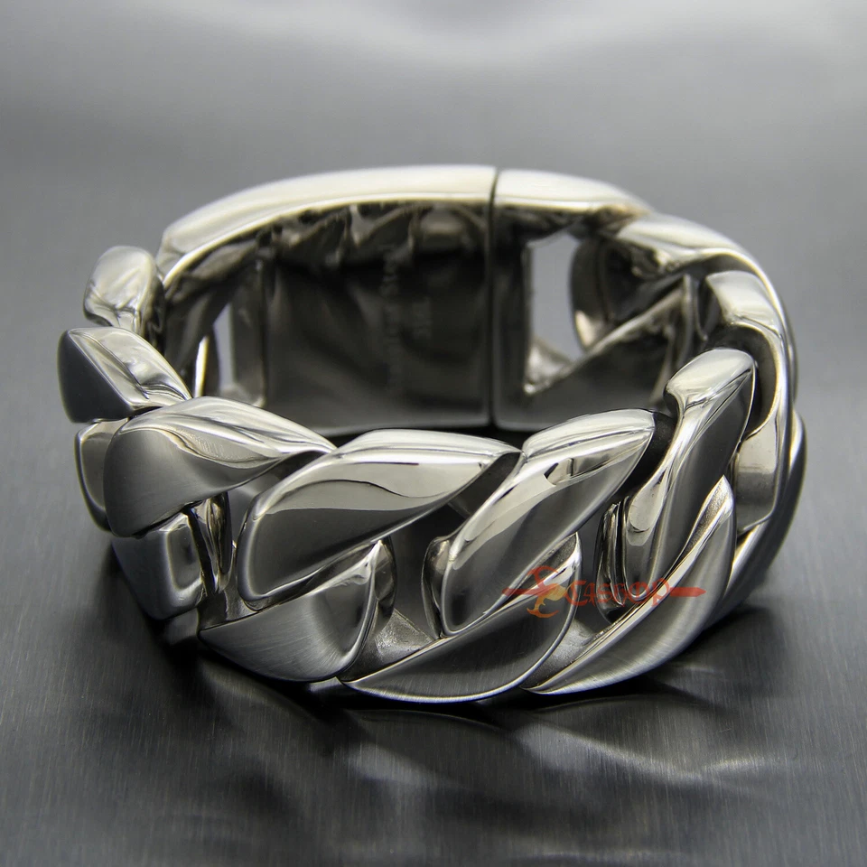 Collar pulsera cadena eslabones cubanos bordillo acero inoxidable 316L súper pesado para hombre Foto 4 de 4