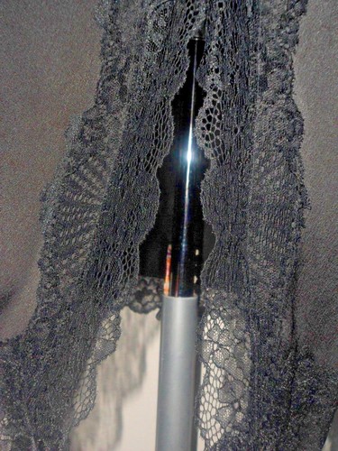 M&S Black Lace Trim Hem & Splits Silky Look Pencil Midi Skirt BNWT Size 14 - Picture 6 of 10