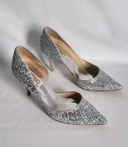 Zapato de noche Badgley Mischka Margarita Punta Bomba Brillo Tacón de aguja Talla 9 - Imagen 4 de 6