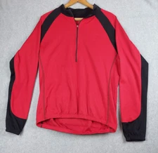 Vtg Bellwether Red Black Cycling Jersey Mens Large Long Sleeve 1/4 Zip 3 Pockets