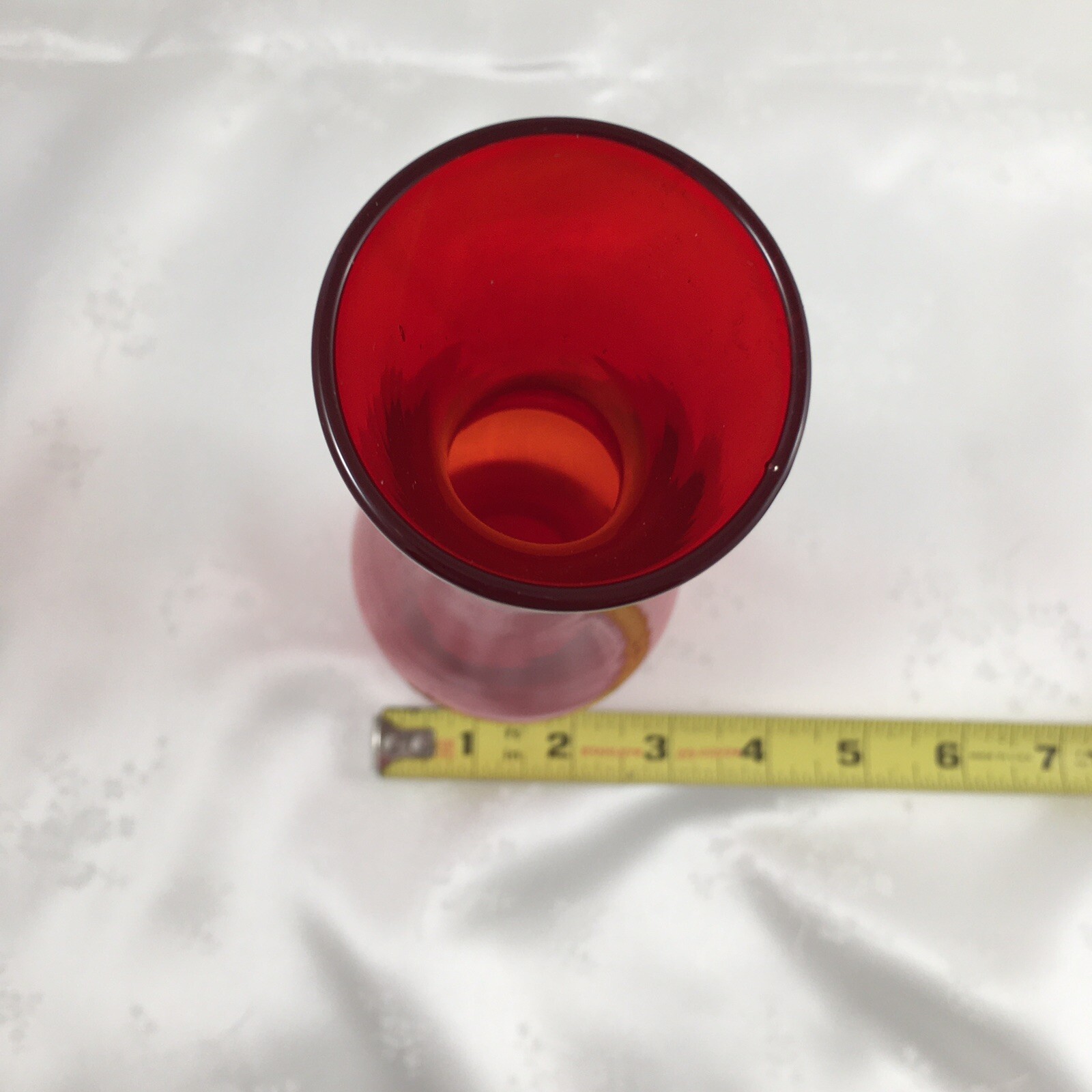 Red Glass Flower Vase 9” tall eBay