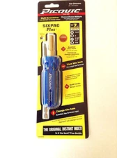 PICQUIC SIXPAC Plus Screwdriver Multi Bit with 7 Hex Bits - "Electric Blue"  