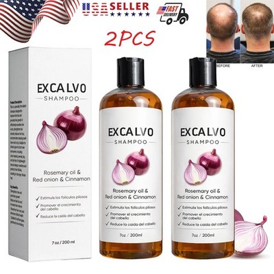 2X EXCALVO Shampoo 200ml With Rosemary Oil,Red Onion,Cinnamon,Prevent Hair Loss