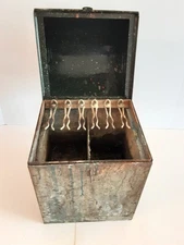 Antique Hart Mfg. Co. Painters Metal Box With Brush Holders 1920's-30's 16" Tall