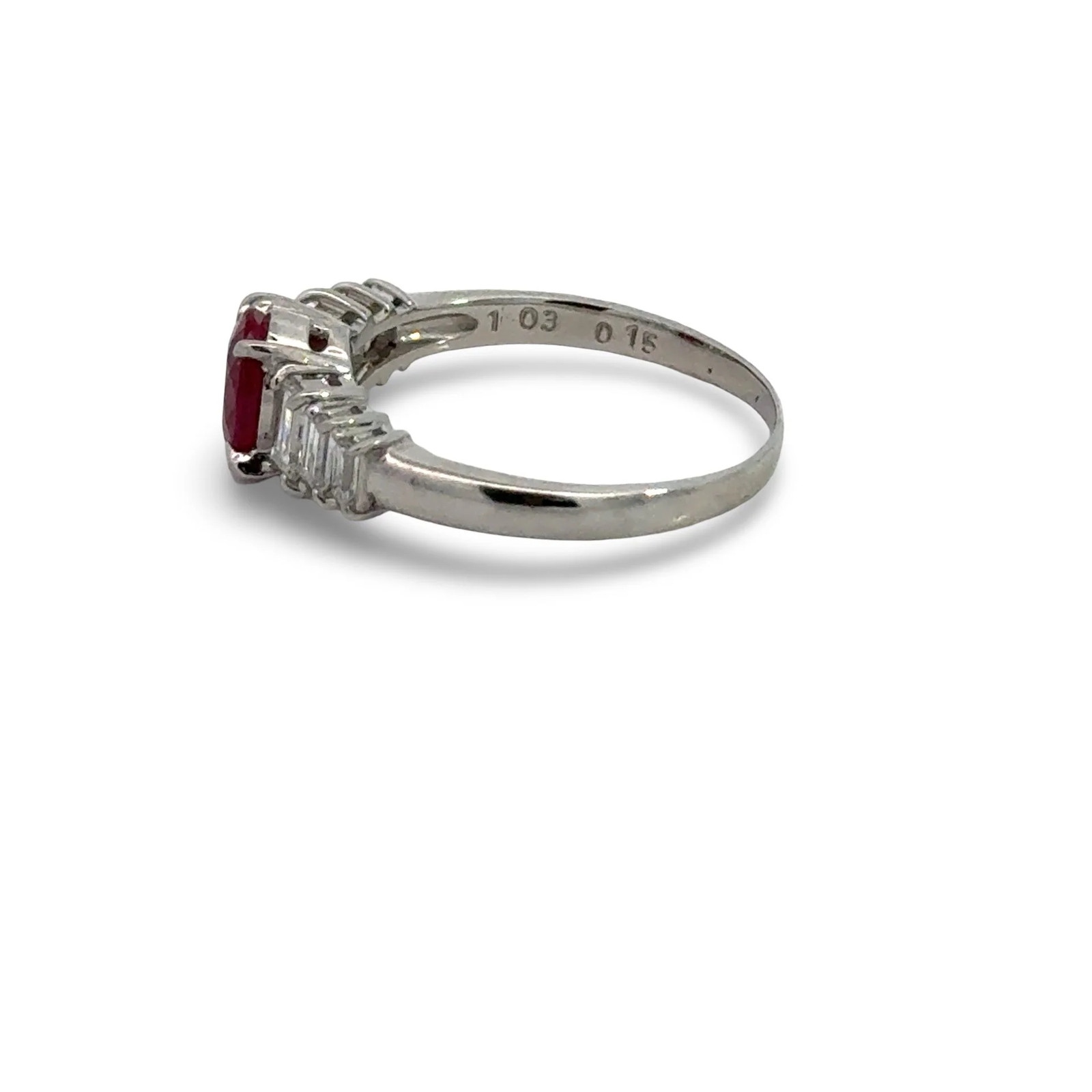 Fine Ruby and Diamond Platinum Ring - image 3