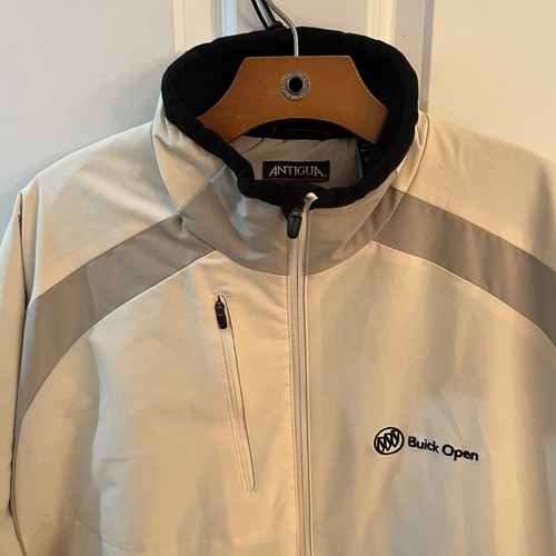 Antigua Buick Open Golf Windbreaker Jacket Full Zip Men Extra Large XL Beige - Picture 2 of 12