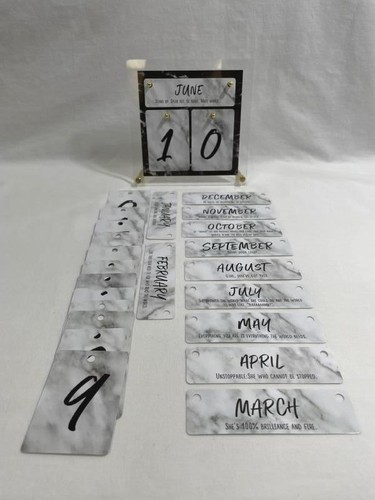 Plastic & Brass Changeable Desk Calendar - Motivational Office Decor
