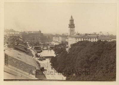 Gothenburg Goteborg Sweden city center antique albumen art photo by Lindahl