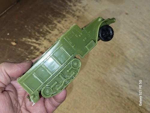 Vintage Marx Playset Olive Green Plastic Half Track 6"