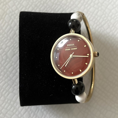 Fossil x Opening Ceremony Damen Quarz Armbanduhr analog gold/rot Metall