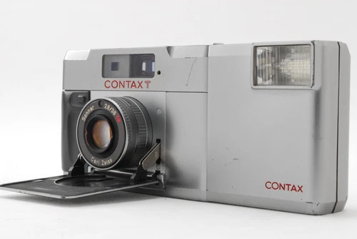 【 Exc+5 】 Contax T Silver Rangefinder 35mm Film Camera T14 Flash From Japan