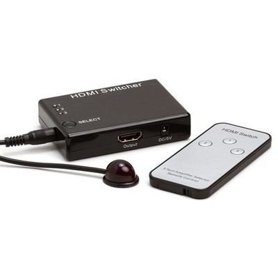 3-Port HDMI Switch 3-in 1-out with Remote, IR Extender Receiver Power Adapter HD