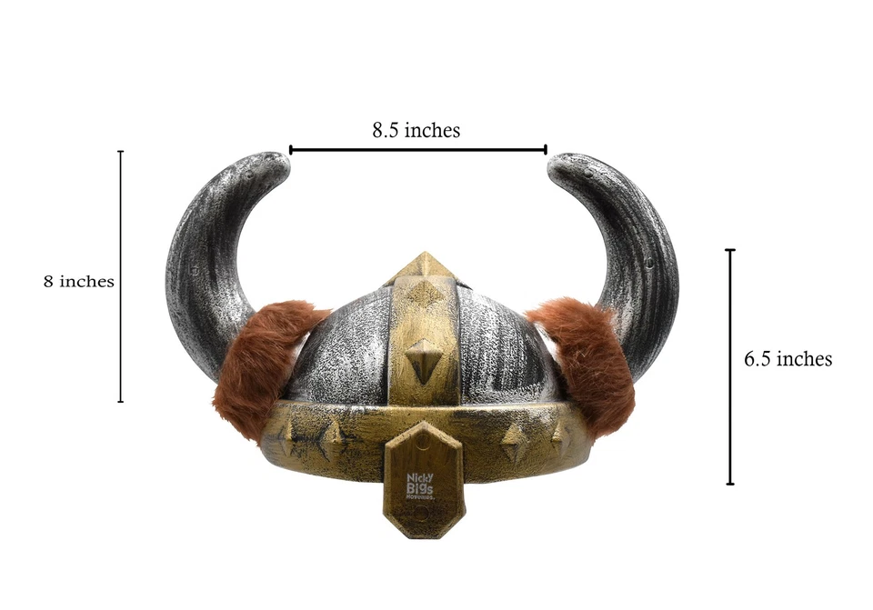 Womens Nordic Viking Hat Barbarian Helmet with Faux Fur Horns Costume Accessory - Image 3 of 4