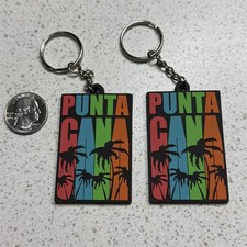 Lot of 2 Punta Cana Dominican Republic Travel Souvenir Keychains Key Ring #58202