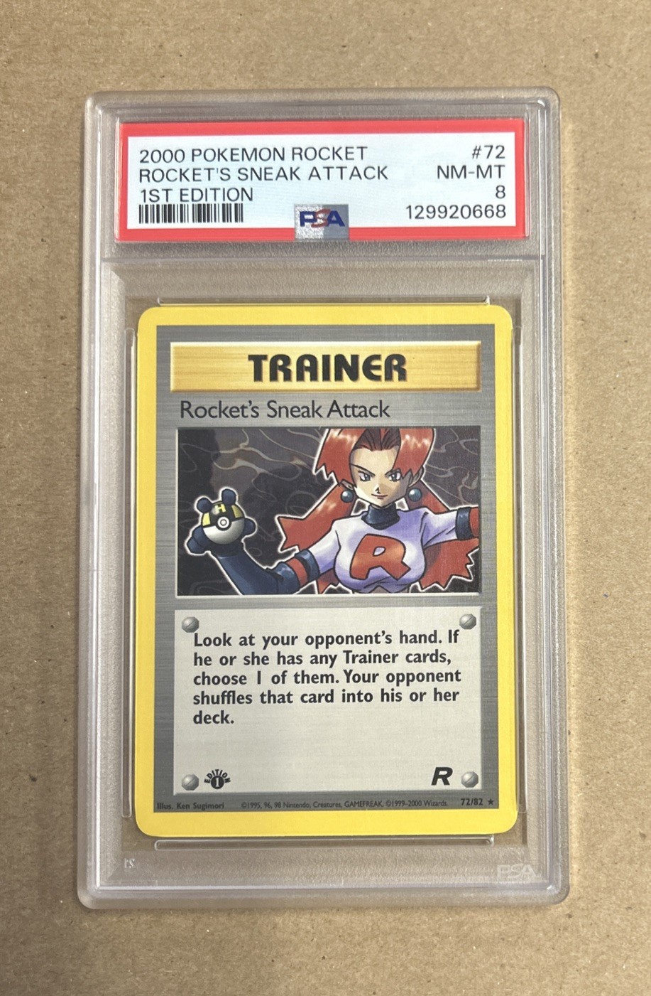 2000 Pokemon Team Rocket Rocket’s Sneak Attack 1st Edition Card #72 PSA 8
