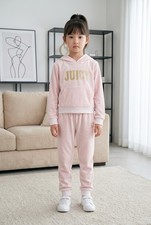 Juicy Couture Kids 3T 2 Piece Velour Pink Gold Pullover Sweater  Jogger Pants
