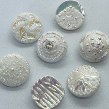 VTG Iridescent Luster AB Glass Button Lot Rhinestone Aurora Borealis Czech