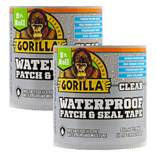Gorilla Waterproof Patch  Seal Tape: 4 in. x 8 ft. Clear  2 Rolls 