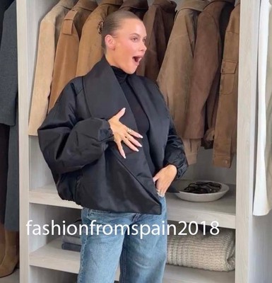 ZARA NEW WOMAN ZW COLLECTION PADDED BOMBER JACKET WRAP BLACK S,M,L